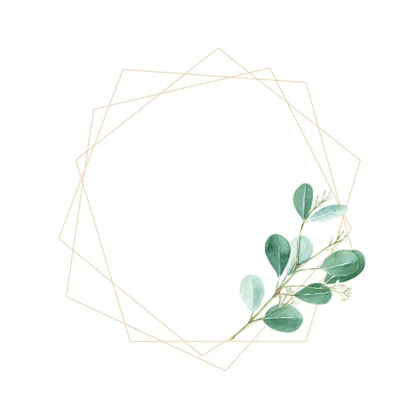 Watercolor Wreath Isolated White Background Rustic Greenery Eucalyptus Branch Hand — Stockfoto