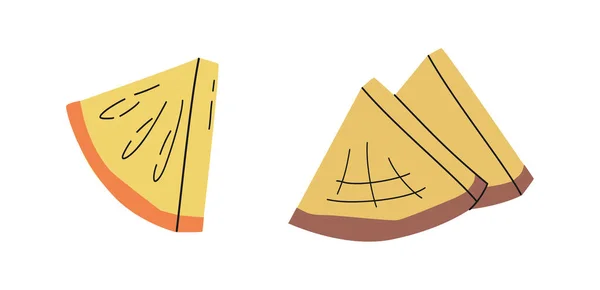 Рука Намальована Мила Літня Ілюстрація Двох Нарізаних Клинових Ананасів Або — стоковий вектор
