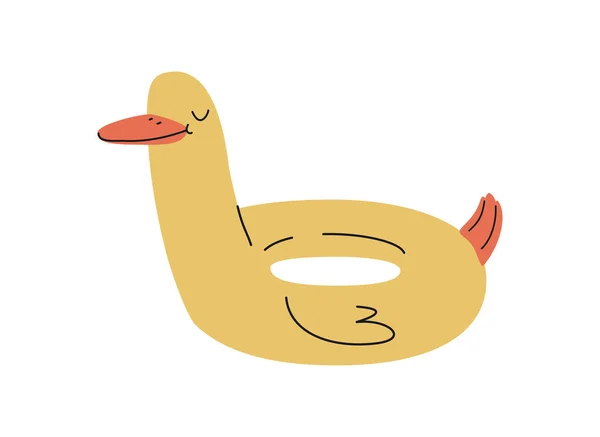 Hand Drawn Cute Summer Cartoon Illustration Inflatable Ring Duck Shape — Stock vektor