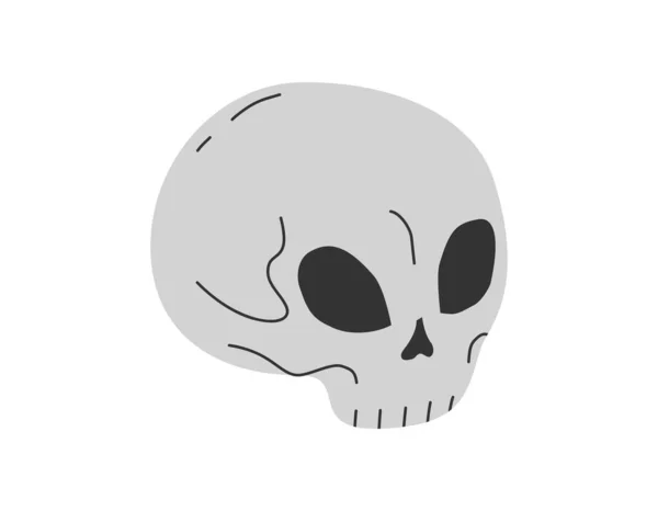 Hand Drawn Cute Cartoon Illustration Magic Skull Flat Vector Halloween - Stok Vektor