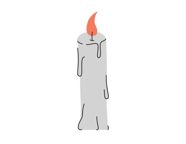 Hand Drawn Cute Cartoon Illustration Magic Burning Candle Flat Vector — ストックベクタ