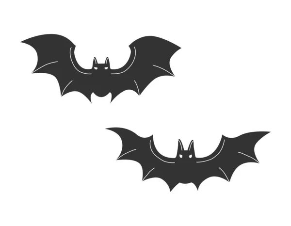 Hand Drawn Cute Cartoon Illustration Two Bats Flat Vector Halloween — Stock Vector