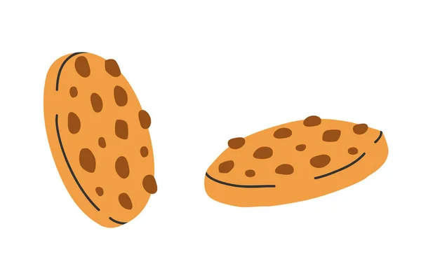 Met Hand Getekend Schattig Illustratie Van Twee Koekjes Vlakke Vector — Stockvector