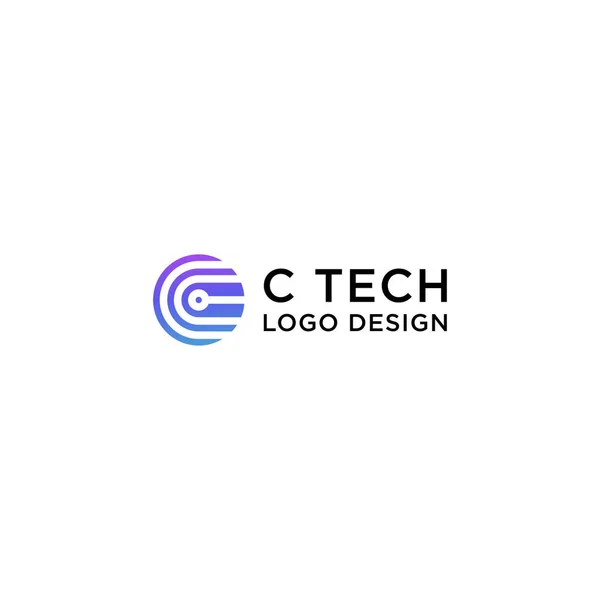 Tech Circle Logo Design Vector — ストックベクタ