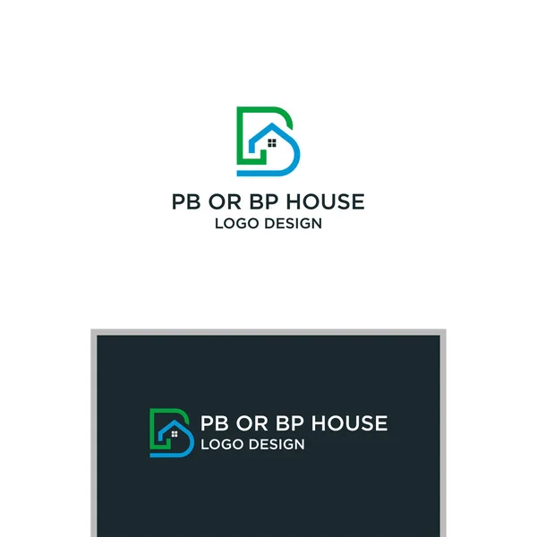 PbまたはBp House Logo Design Vector — ストックベクタ