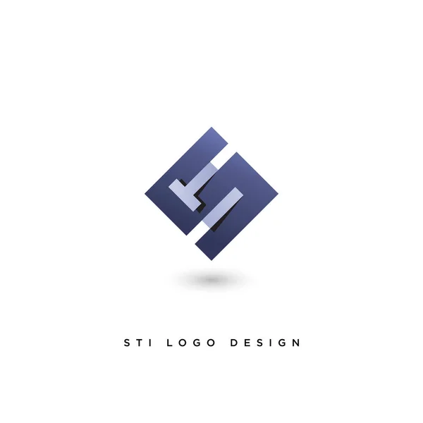 Sti Initiële Logo Ontwerp — Stockvector