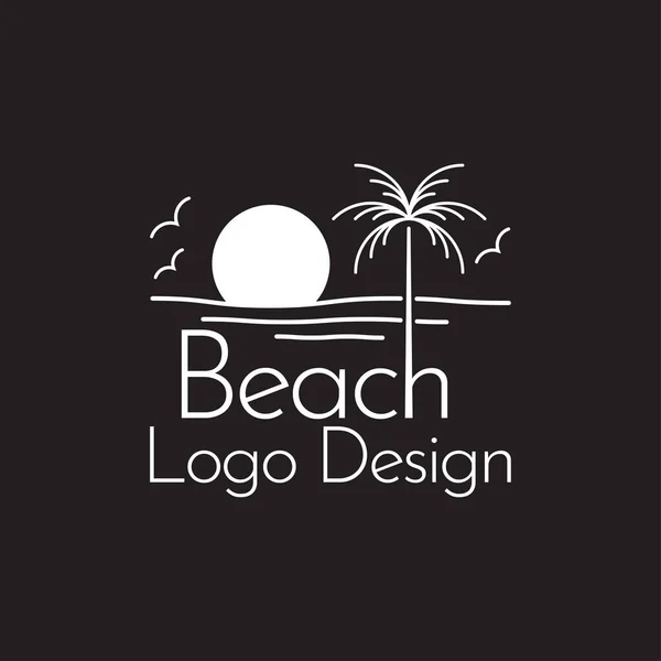 Vector Arte Línea Logo Playa — Archivo Imágenes Vectoriales