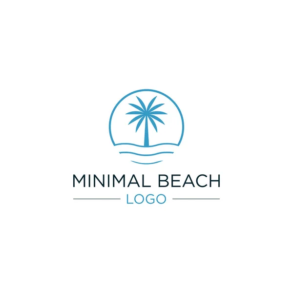 Plage Dans Cercle Logo Design — Image vectorielle