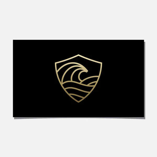 Ocean Wave Shield Luksury Logo — Wektor stockowy