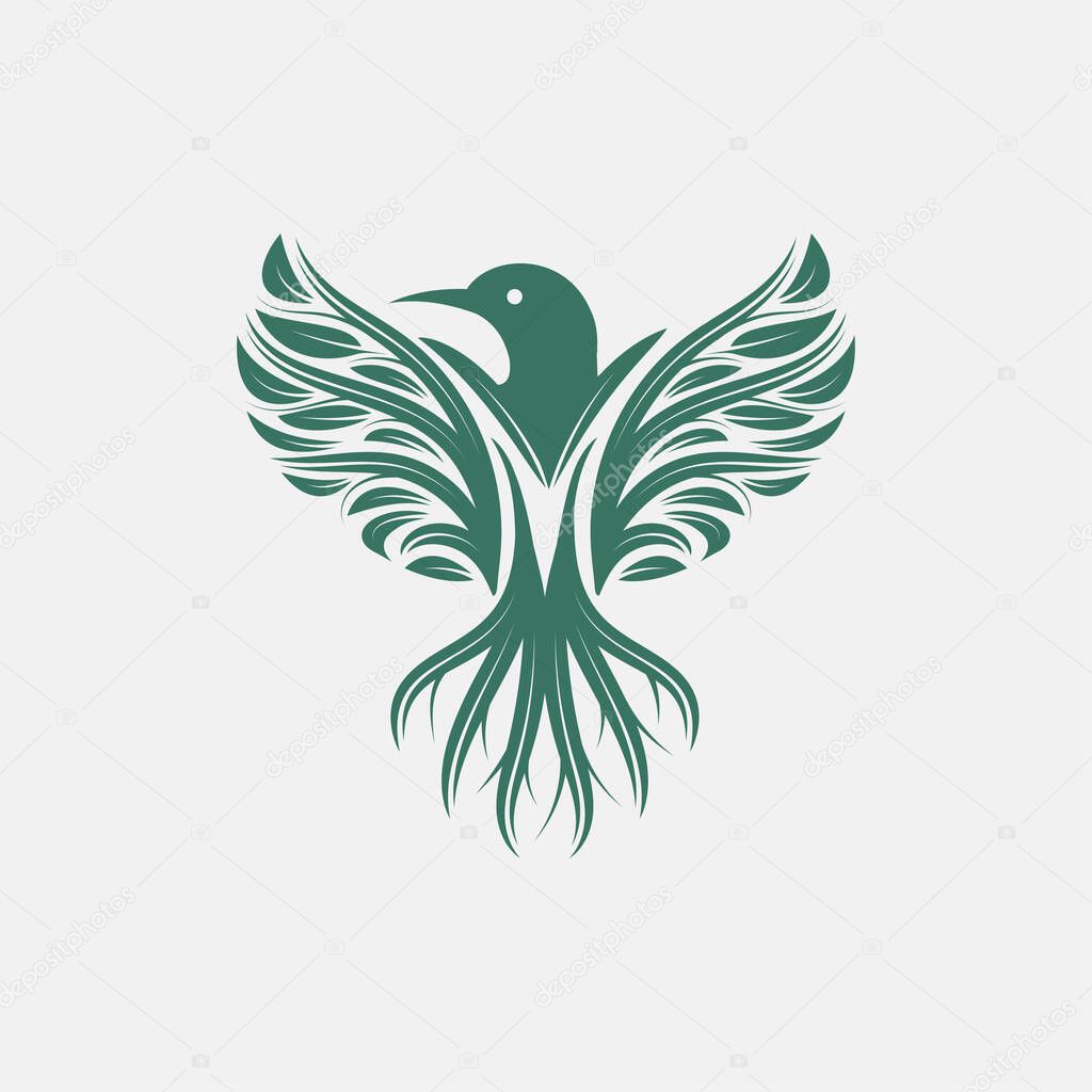 BIRD, TREE, AND LETTER M LOGO DESIGN