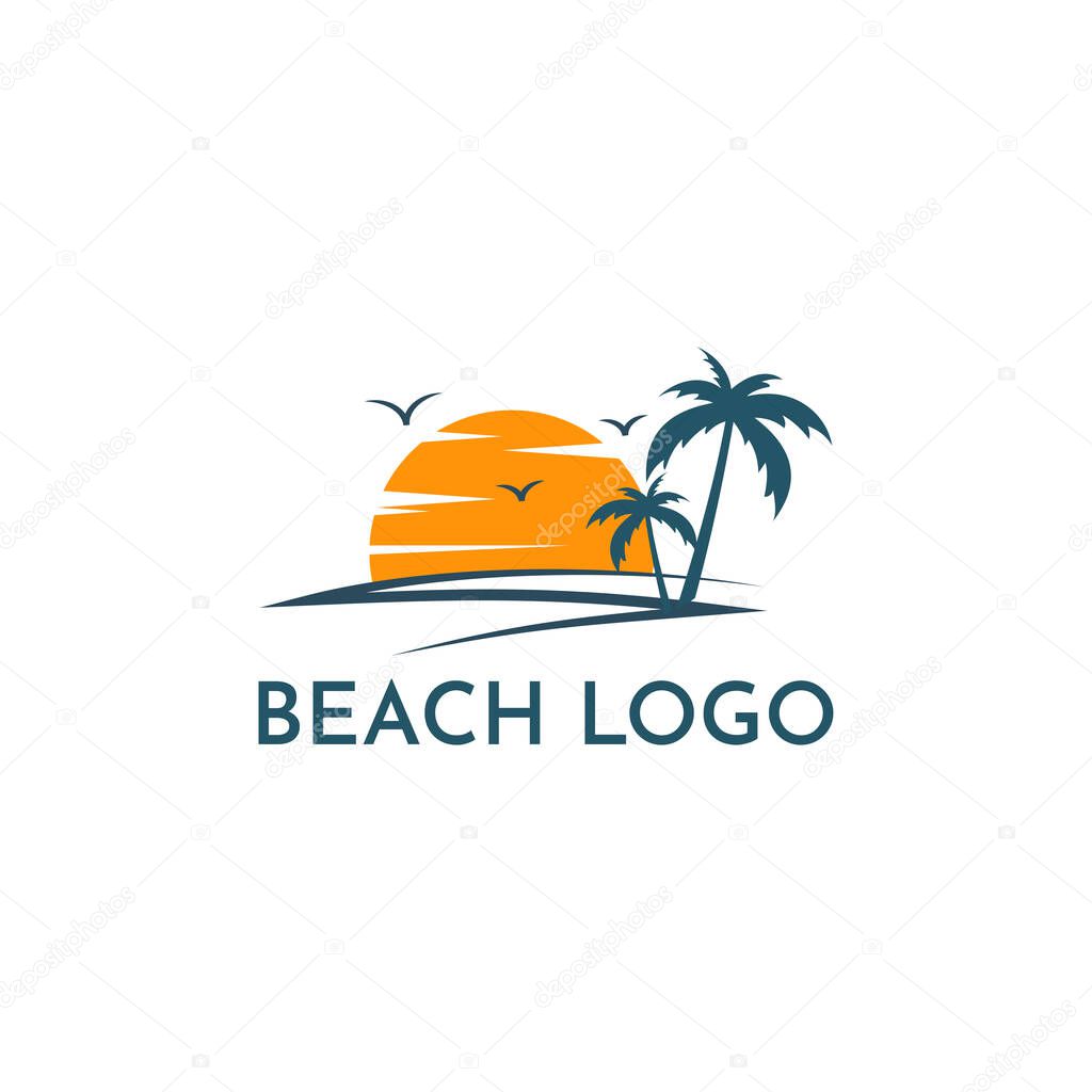 TROPICAL BEACH LOGO DESIGN VECTOR