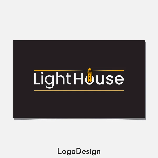 Lighthouse Lettering Logo Design Vector — ストックベクタ