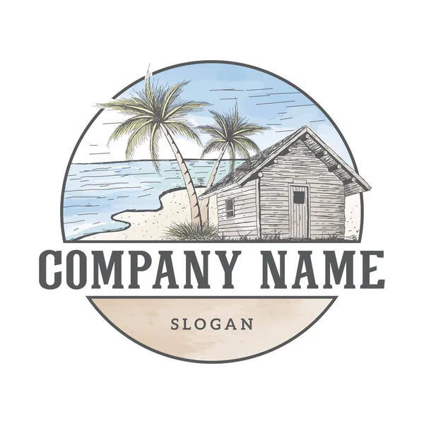 Coast Cabin Vintage Wasser Color Logo — Stockvektor