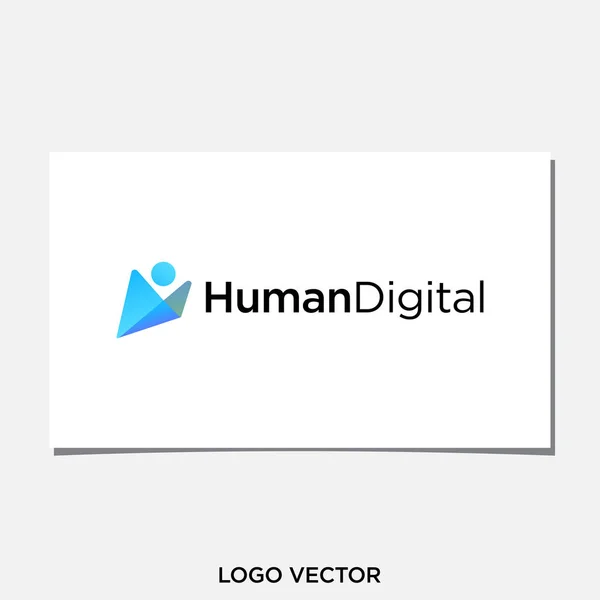 Menschliche Jump Digital Logo Design Vector — Stockvektor