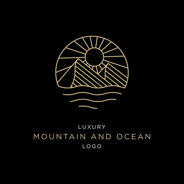 Montaña Lujo Logo Océano — Vector de stock
