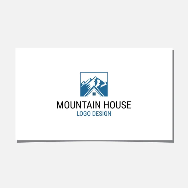 Vector Diseño Logotipo Montaña Casa — Vector de stock