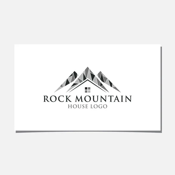 Rock Mountain House Logo Design — Archivo Imágenes Vectoriales