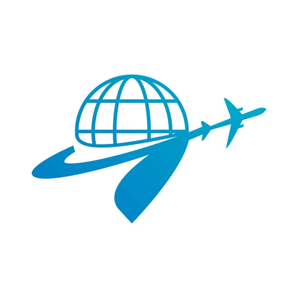 Globe Pin Aircraft Logo Design — Vettoriale Stock