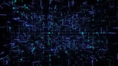 Geleceğin Dijital İkili Numarası Hi Technology Yapısı Büyük Veri Taraması. 4K UI UI Güvenlik Kodu Siber Uzayda Uçuyor.