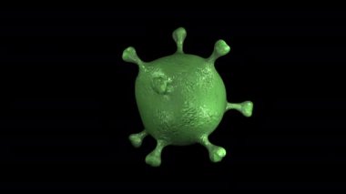 Bakteri 3d Render Green Object Döndürme Canlandırması Siyah Arkaplanda İzole Edildi