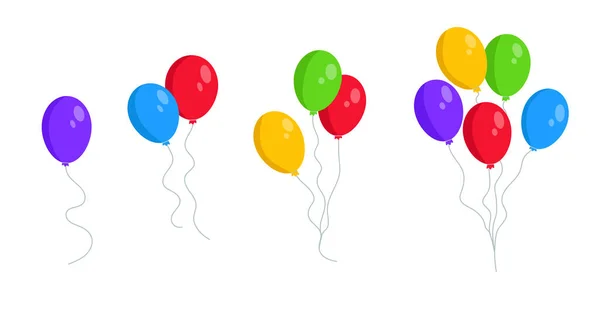 Set Balloons Cartoon Style Vector Illustration Bunch Balloons Birthdays Holidays — Stock Vector