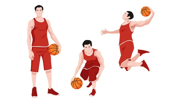 Ilustración Vectorial Baloncesto Jugador Baloncesto Con Una Pelota Sus Manos — Vector de stock