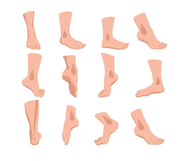 Σύνολο Ποδιών Διαφορετικές Γωνίες Ένα Στυλ Κινουμένων Σχεδίων Εικονογράφηση Διάνυσμα — Διανυσματικό Αρχείο