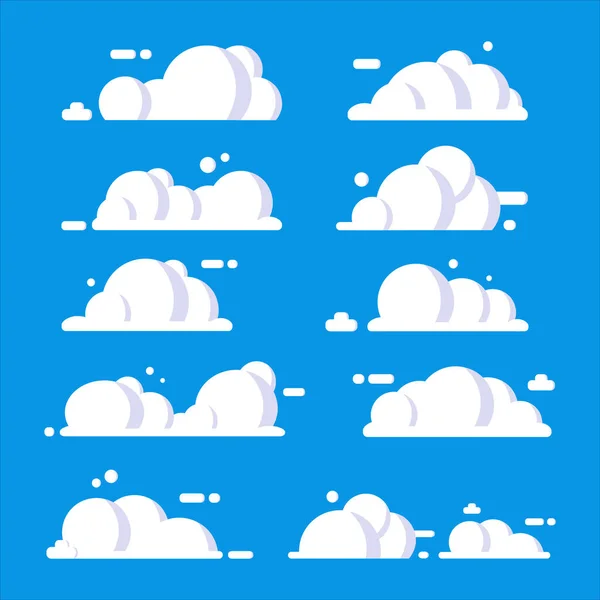 Набор Белых Облаков Мультяшном Стиле Векторная Иллюстрация Неба Вашего Сайта — стоковый вектор