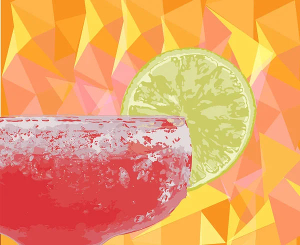 Margarita Fresh Drink Vector Watercolor Cold Ice Cocktail Lime Slice — Vettoriale Stock