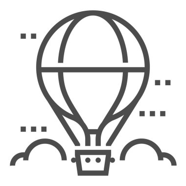 Sıcak hava balonu ile ilgili, piksel mükemmel, düzenlenebilir vuruş, ölçeklenebilir kare çizgi vektör simgesi.