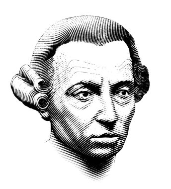Immanuel Kant (1724 - 1804) gravür portresi. Alman filozof.