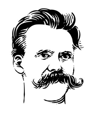Friedrich Nietzsche (1844 - 1900) gravür portresi. Alman filozof.