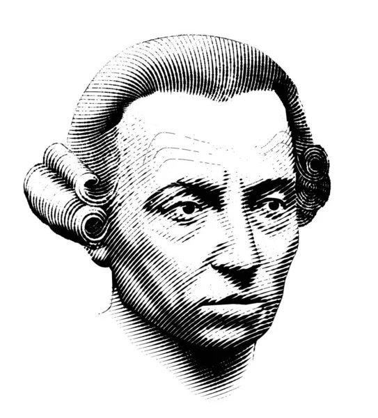 Immanuel Kant 1724 1804 Retrato Grabado Filósofo Alemán — Vector de stock