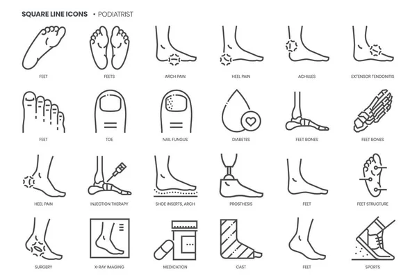 Podiatrist Related Pixel Perfect Editable Stroke Scalable Square Line Vector — Vector de stock