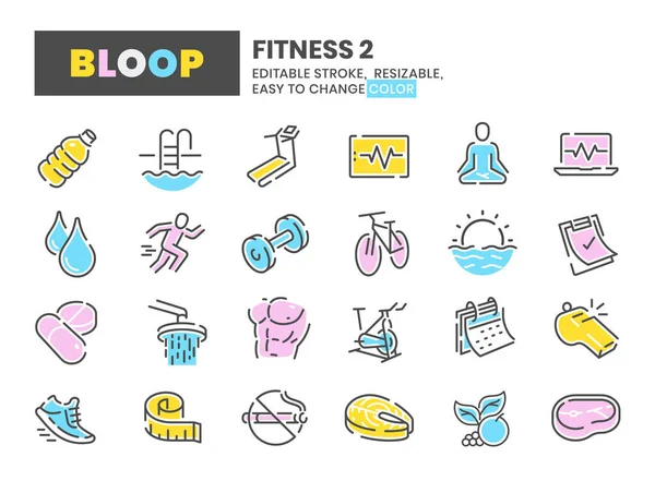 Fitness Bloop Colorful Editable Stroke Line Icons — Archivo Imágenes Vectoriales