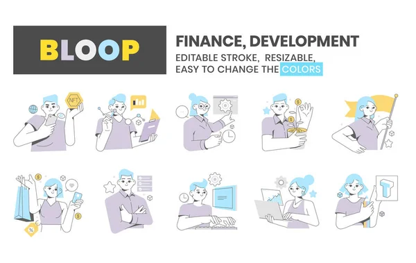 Finance Development Related Bloop Vector Illustrations Concepts Editable Colors Scalable — Wektor stockowy