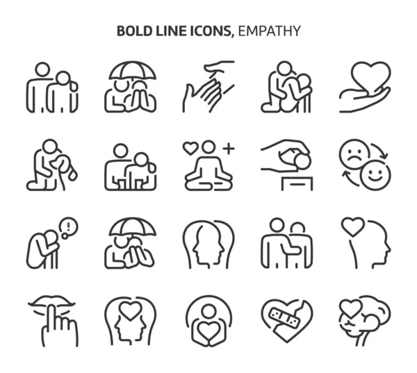 Empatia Odważne Ikony Linii Ilustracje Wektor Edytowalny Suw Pikselowe Pliki — Wektor stockowy