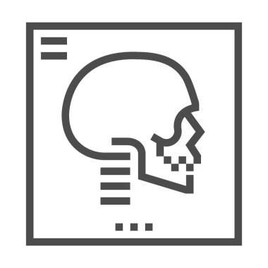 X ışını, piksel mükemmel, düzenlenebilir vuruş, ölçeklenebilir kare çizgi vektör simgesi.