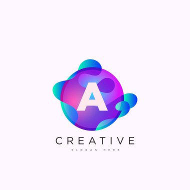 İlk harf A 3D logo şablonu iş ve şirket kimliği için renkli daire tasarım sanatı