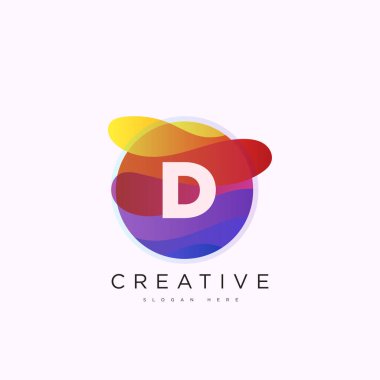 İlk harf D 3D logo şablonu iş ve şirket kimliği için renkli daire tasarım sanatı
