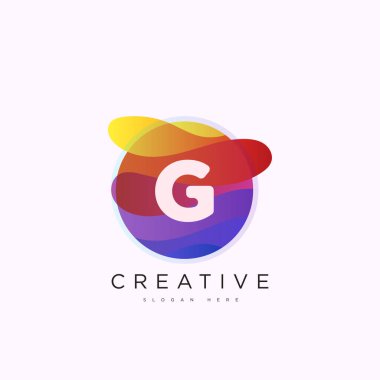 İlk harf G 3D logo şablonu iş ve şirket kimliği için renkli daire tasarım sanatı
