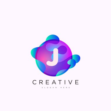 İlk harf J 3D logo şablonu iş ve şirket kimliği için renkli daire tasarım sanatı