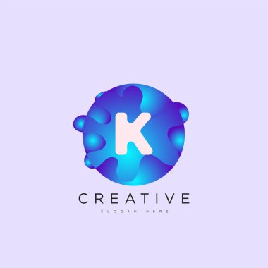 İlk harf K 3D logo şablonu iş ve şirket kimliği için renkli daire tasarım sanatı