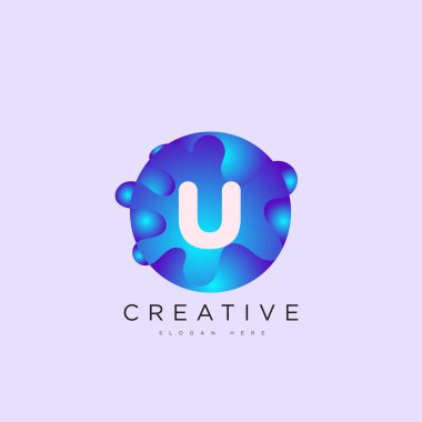 İlk harf U 3D logo şablonu iş ve şirket kimliği için renkli daire tasarım sanatı