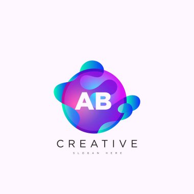 İlk harf AB logosu şablonu iş ve şirket kimliği için renkli daire tasarım sanatı