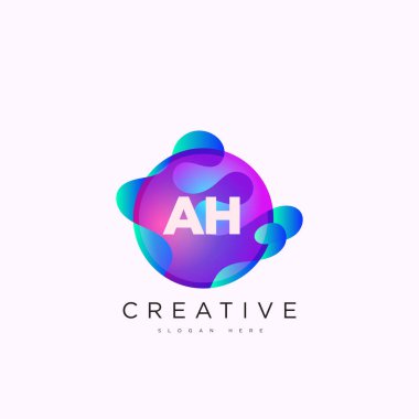 İlk harf AH logo şablonu iş ve şirket kimliği için renkli daire tasarım sanatı