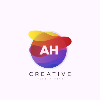 İlk harf AH logo şablonu iş ve şirket kimliği için renkli daire tasarım sanatı