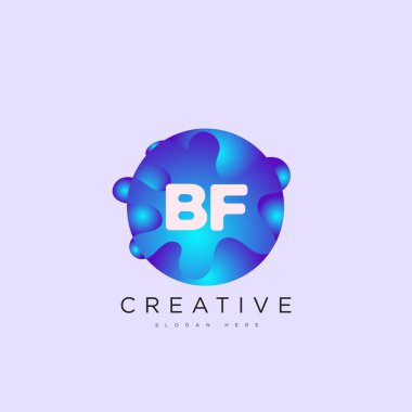 İlk harf BF 3D logo şablonu iş ve şirket kimliği için renkli daire tasarım sanatı