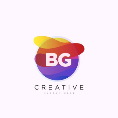 İlk harf BG 3D logo şablonu iş ve şirket kimliği için renkli daire tasarım sanatı