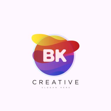 İlk harf BK 3D logo şablonu iş ve şirket kimliği için renkli daire tasarım sanatı